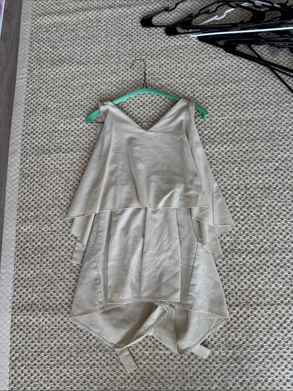 Neutral Layered V-Neck Romper— Cream